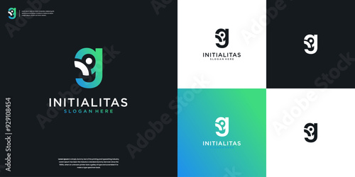 Abstract human and letters G combination logo design template