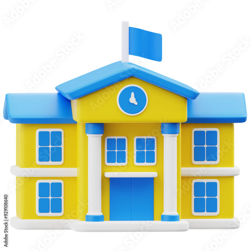 School building 3d icon