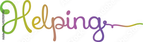 The word Helping, Helping gradient text, helping vector