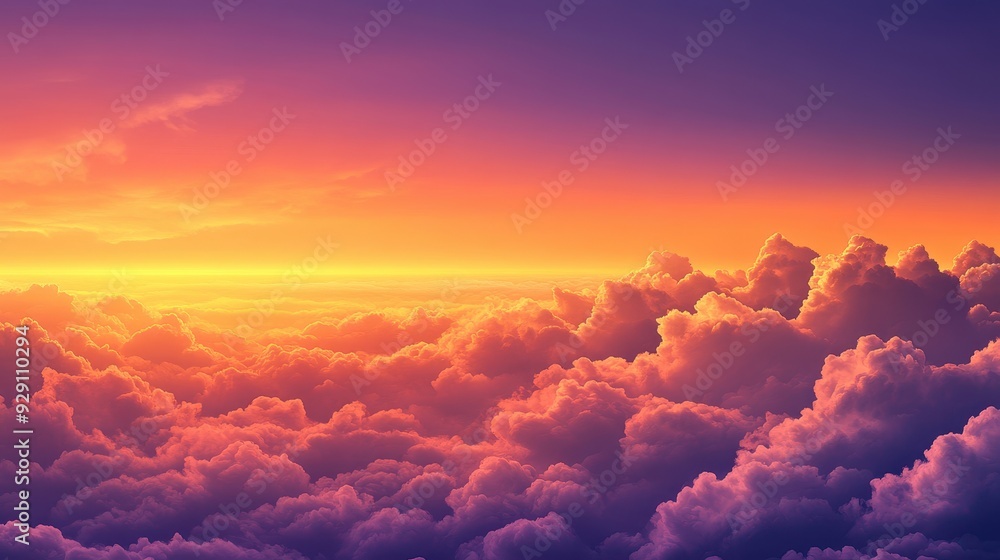 A breathtaking sunset over fluffy clouds, showcasing vibrant colors in the sky. A breathtaking sunset over fluffy clouds, showcasing vibrant colors in the sky.