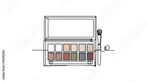 eyeshadow palette with multiple shades line art vector