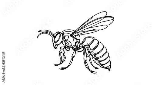 Hornet one line drawing vector illustration