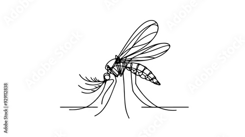 mosquito line art drawing vector