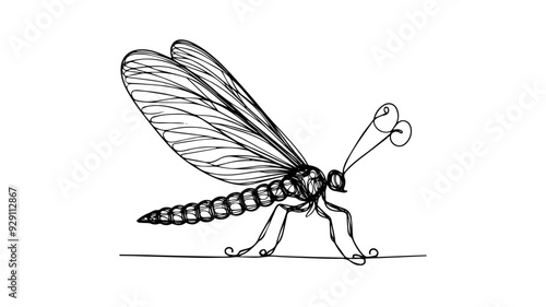 Mayfly line art drawing