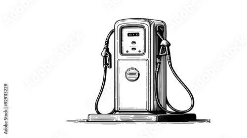 old-fashioned gas pump hand drawn vector