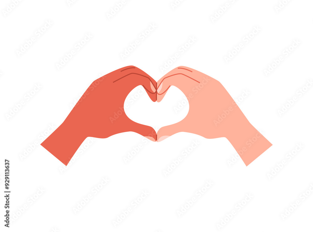 Vector image of hands creating a heart shape in flat style. Vector image of hands creating a heart shape in flat style.
