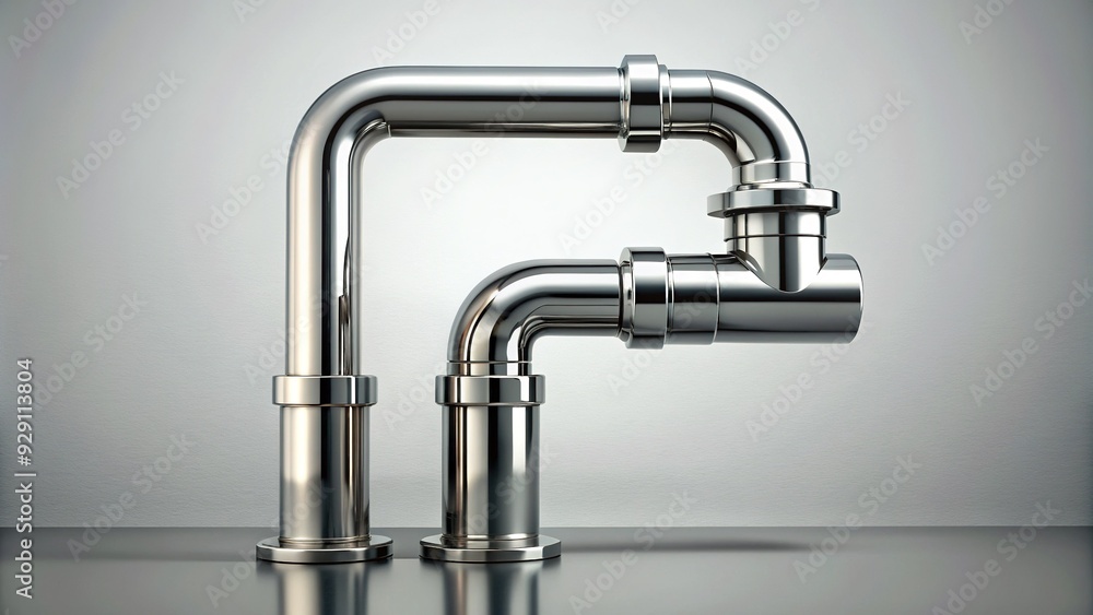 Sleek, silver faucets and pipes form a stylized letter 'P' in a modern, minimalist design, symbolizing innovative plumbing solutions and expertise. Sleek, silver faucets and pipes form a stylized letter 'P' in a modern, minimalist design, symbolizing innovative plumbing solutions and expertise.