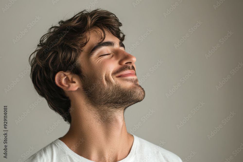 A close up of a man's face with his eyes closed A close up of a man's face with his eyes closed