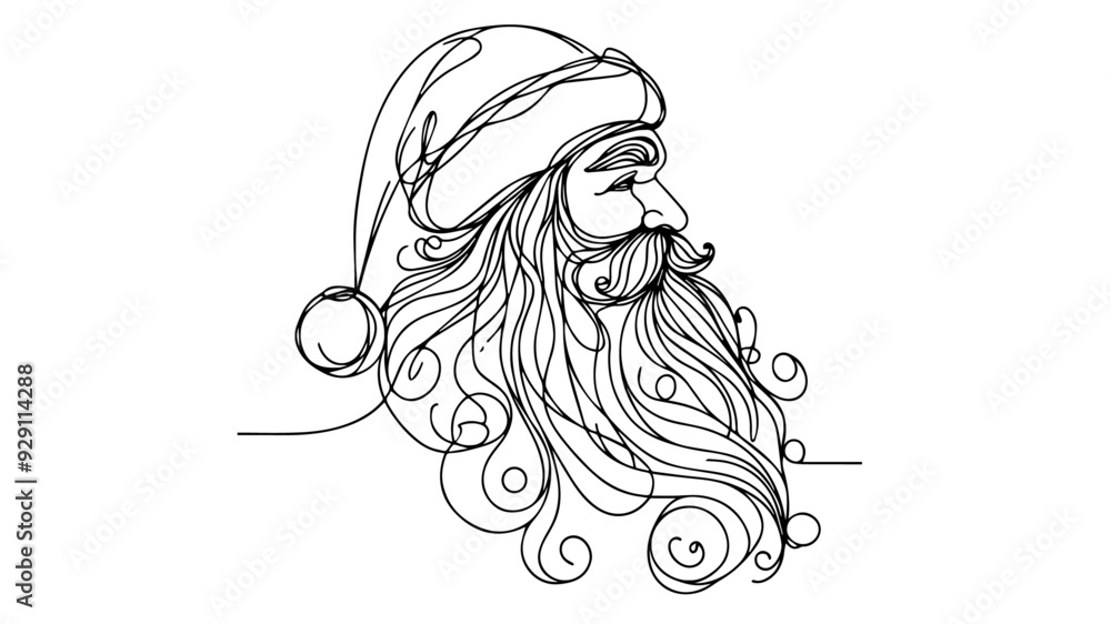 Side profile of Santa line art Side profile of Santa line art