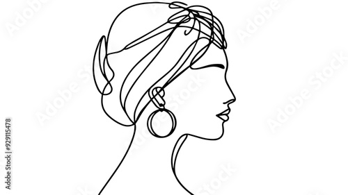 profile portrait of a woman with a turban wearing pair of hoop earrings 