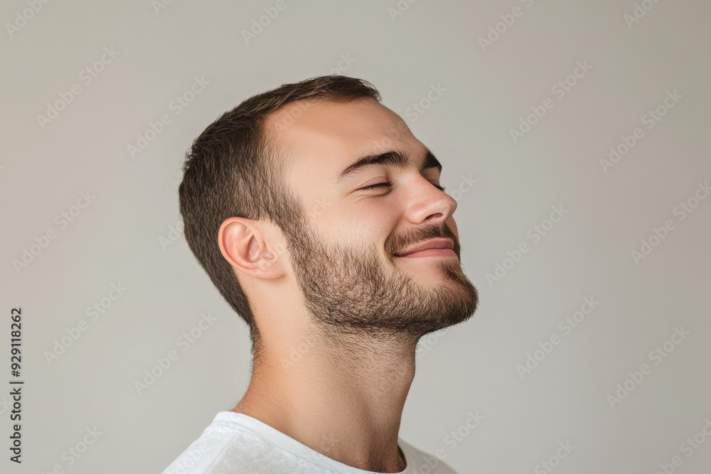 A close up of a man's face with his eyes closed A close up of a man's face with his eyes closed