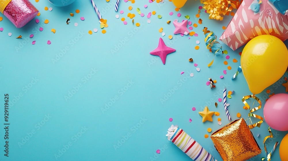 Design a festive birthday background with vibrant decorations, cheerful colors, and a celebratory feel Design a festive birthday background with vibrant decorations, cheerful colors, and a celebratory feel