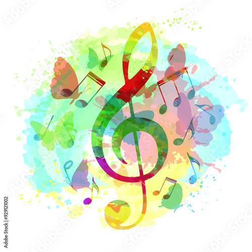 Treble clef and musical notes background
