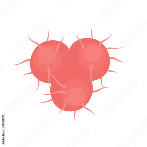 Vector isolated illustration of gonorrhea pathogen under a microscope. Gonorrhea bacteria. Сausative agent of gonorrhea.