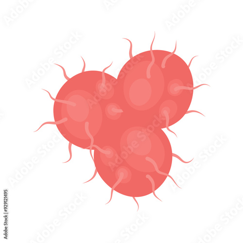 Vector isolated illustration of gonorrhea pathogen under a microscope. Gonorrhea bacteria. Сausative agent of gonorrhea.