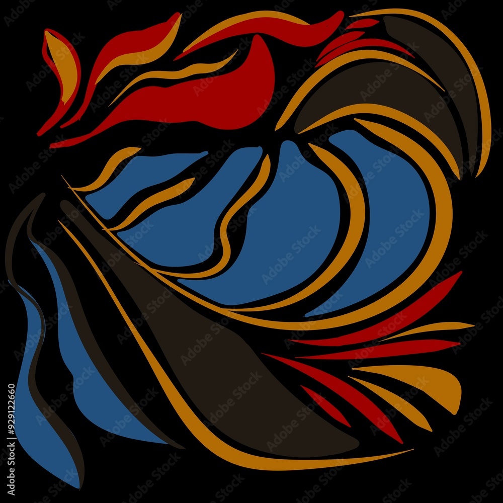 Fototapeta premium set Abstract Lines Stroke brush in watercolor digital gouache