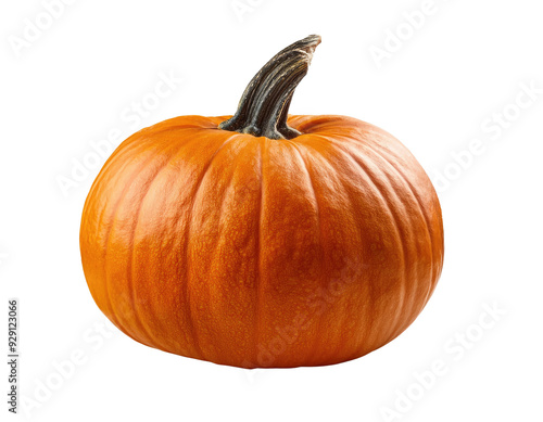 A vibrant orange pumpkin with a smooth surface and distinctive stem, perfect for autumn themes and seasonal decorations.