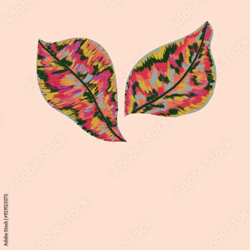 Set of tropical elements hand drawn illustration leaves, palm, flower, strawberry, ethnic, paisley, foliage embroidery. 