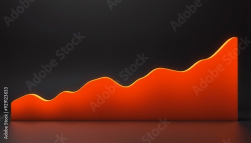 pronounced upward growth in 3d line graph each segment higher than the last dynamic orange glow minimalist black background controlled budget spending contemporary aestheti photo