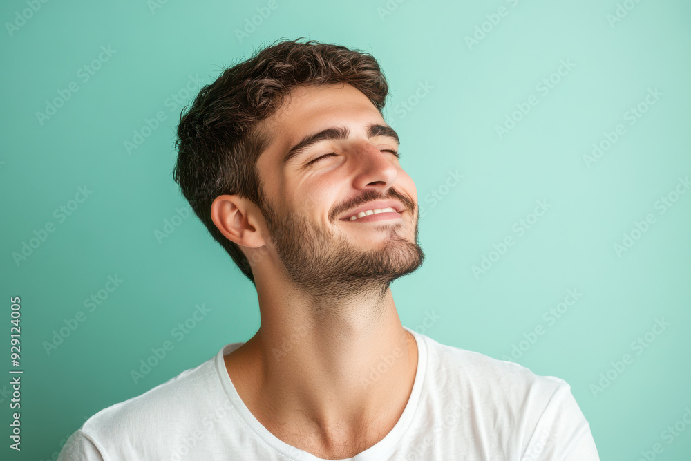 A close up of a man's face with his eyes closed A close up of a man's face with his eyes closed