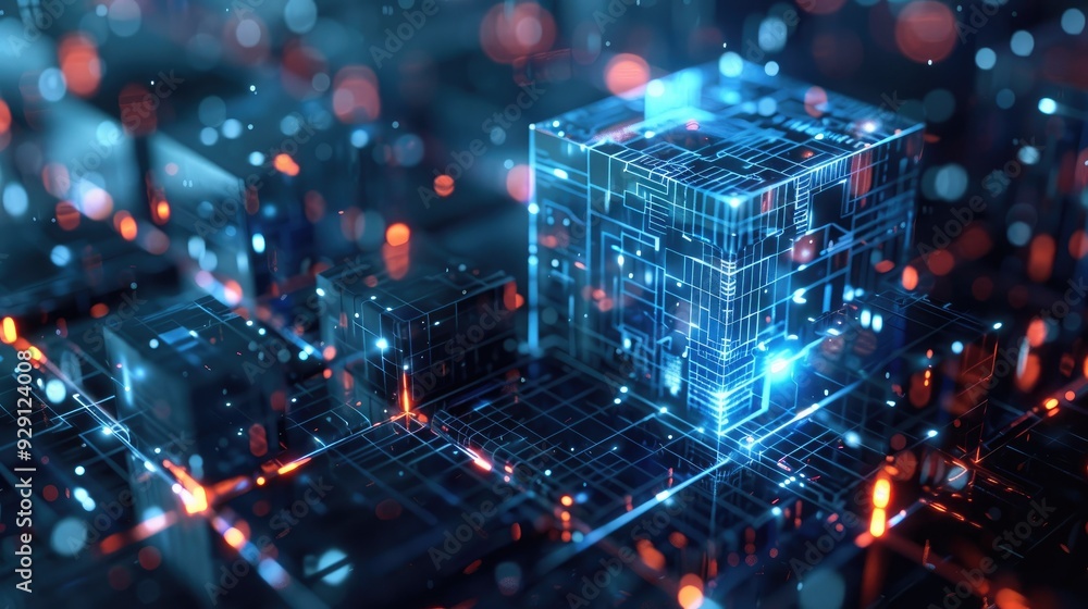 Abstract Digital Network and Data Blocks Abstract Digital Network and Data Blocks