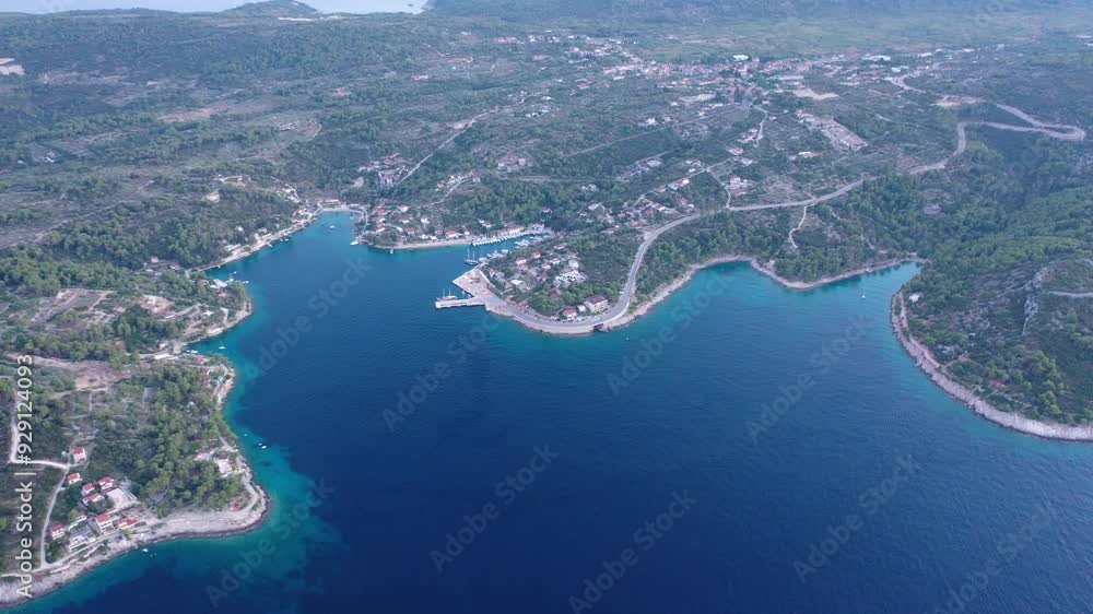 Breathtaking aerial shots of Rogac, Solta, showcasing stunning coastline and hidden coves Breathtaking aerial shots of Rogac, Solta, showcasing stunning coastline and hidden coves