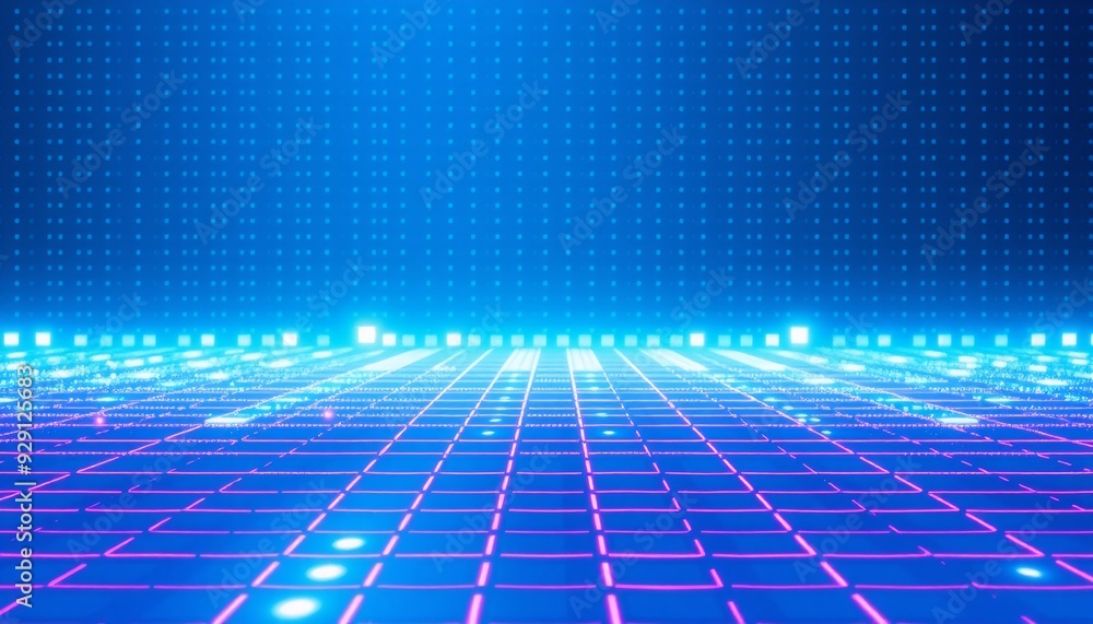 High-tech blue background with a precise grid of alternating bright and dark squares delivering a modern digital design High-tech blue background with a precise grid of alternating bright and dark squares delivering a modern digital design
