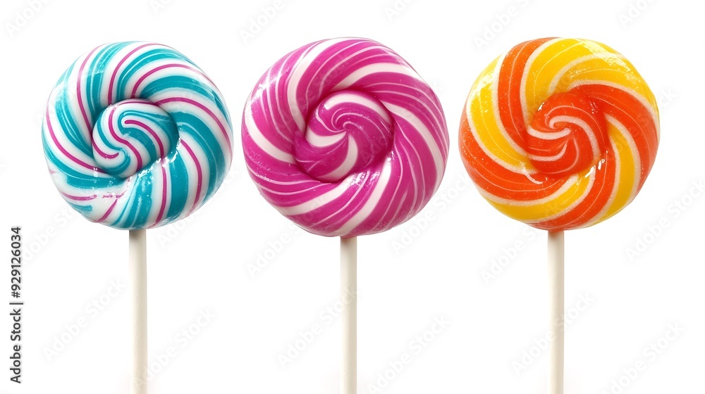 Collection of big round lollipop on white background Collection of big round lollipop on white background