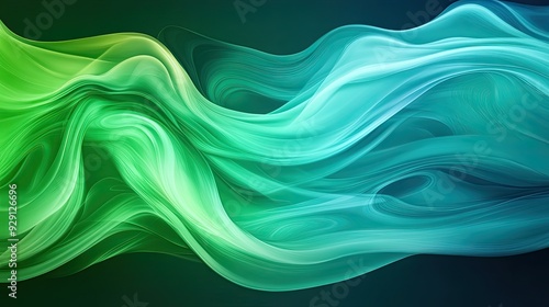 A mesmerizing abstract background featuring flowing green and blue waves, perfect for a calming or creative visual impact.