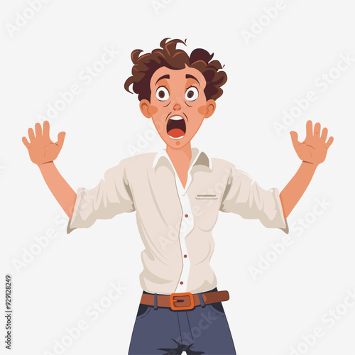 Shocked man in corporate attire, holding his head