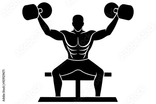 Weightlifter Performing Chest Fly Silhouette, Vector Illustration photo