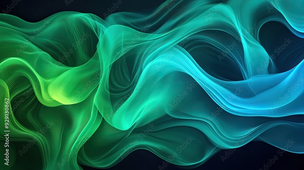 Abstract flow of vibrant green and blue waves creating a mesmerizing visual effect, perfect for backgrounds or artistic projects. Abstract flow of vibrant green and blue waves creating a mesmerizing visual effect, perfect for backgrounds or artistic projects.