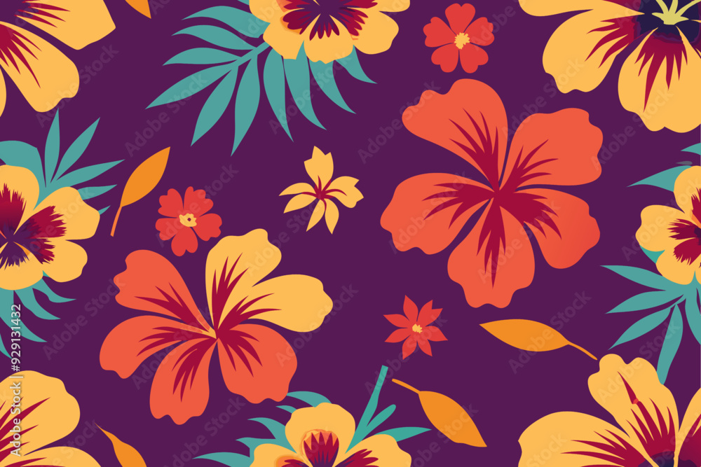 Seamless pattern with hibiscus flowers. Vector illustration Seamless pattern with hibiscus flowers. Vector illustration