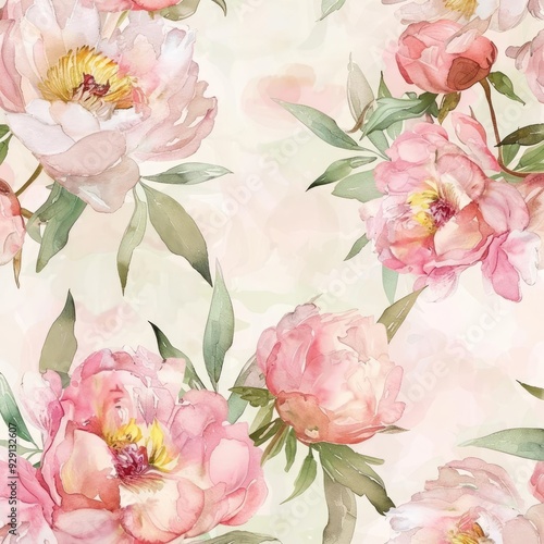 Fototapeta Naklejka Na Ścianę i Meble -  Delicate pink peony flowers on a soft background, perfect for backgrounds, invitations, and floral designs.