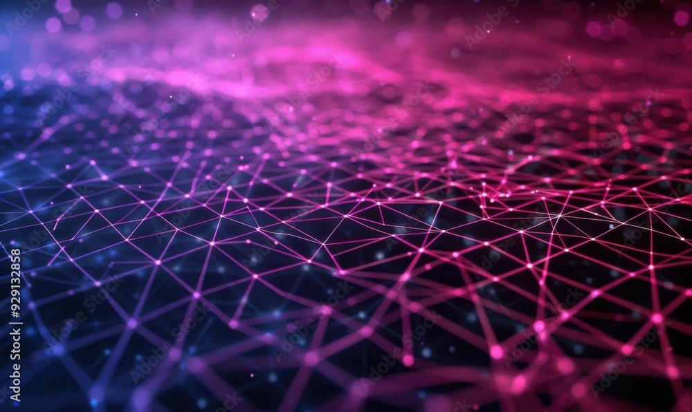3D Network Grid with Pink and Blue Gradient 3D Network Grid with Pink and Blue Gradient