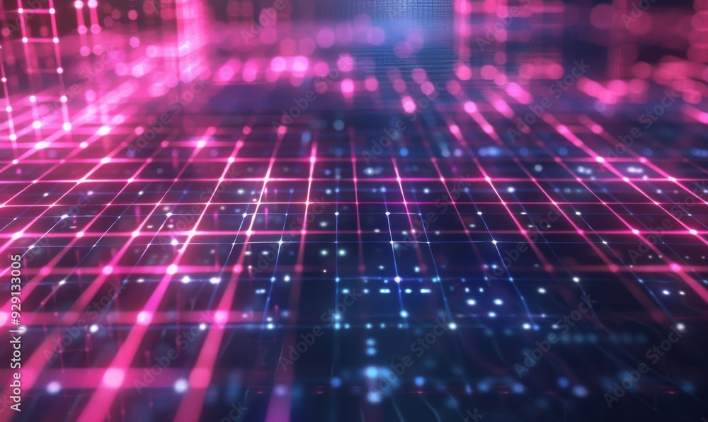 3D Network Grid with Pink and Blue Gradient 3D Network Grid with Pink and Blue Gradient