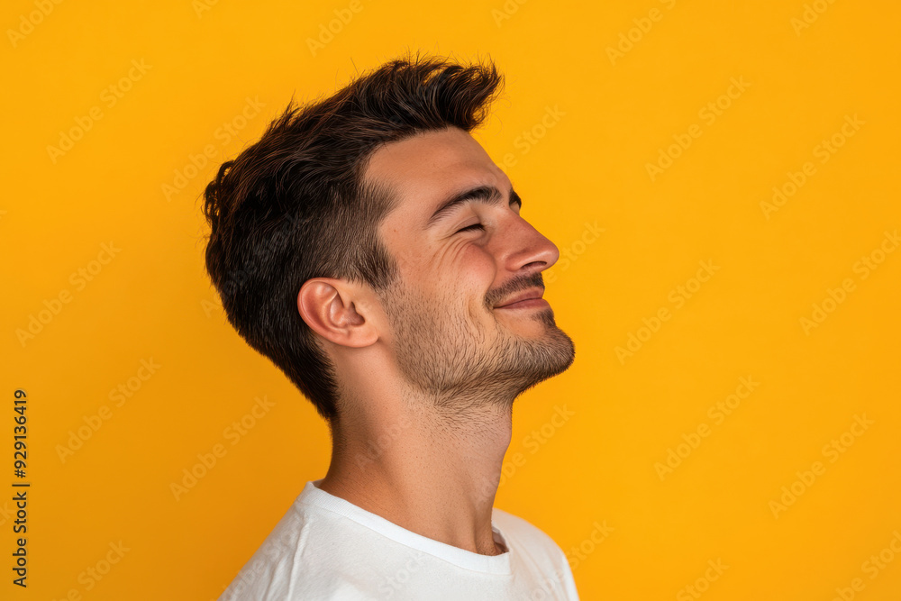 A close up of a man's face with his eyes closed A close up of a man's face with his eyes closed