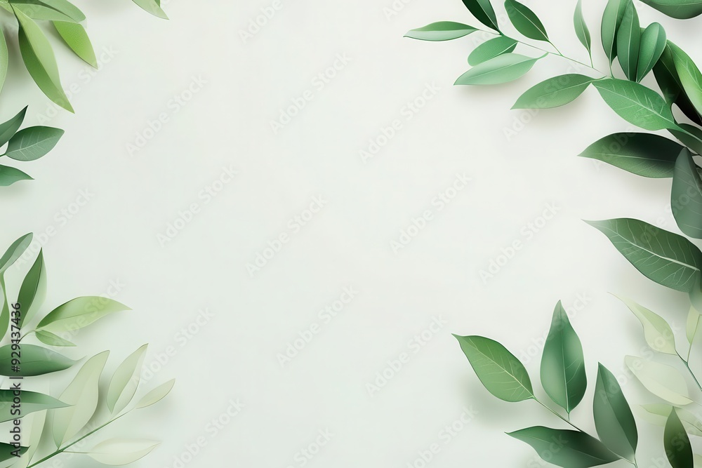 Pure botanical illustration with organic leaves and soft tones, clean and natural design with ample copy space, Pure botanical illustration with organic leaves and soft tones, clean and natural design with ample copy space,