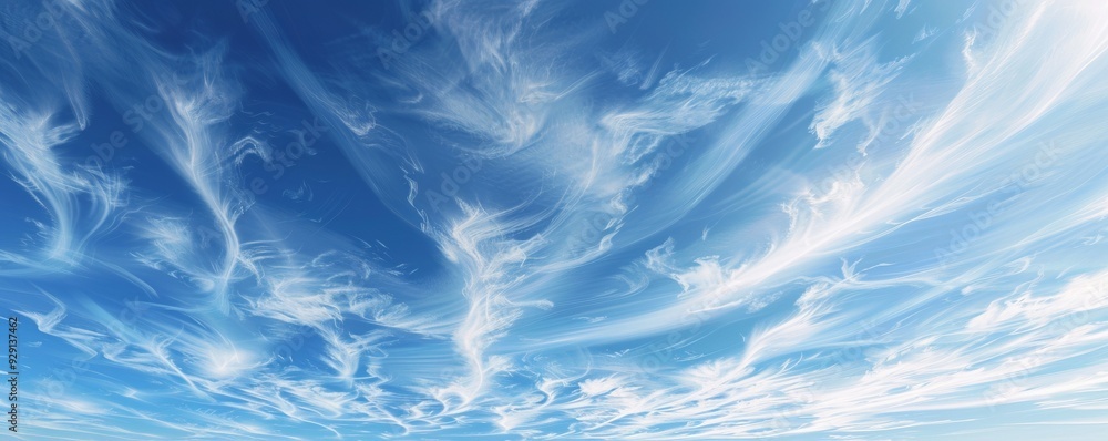Clear blue skies with wispy cirrus clouds floating overhead, 4K hyperrealistic photo Clear blue skies with wispy cirrus clouds floating overhead, 4K hyperrealistic photo