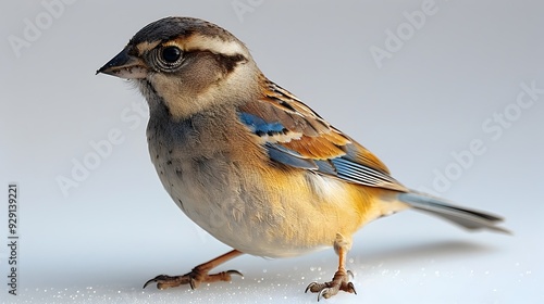 Majestic Bird in Clean White Studio Shot with Sharp Focus and Elegant Pose photo