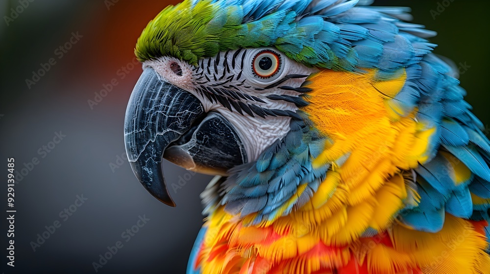 Obraz premium Vibrant and Colorful Parrot against Pristine White Background in Professional Studio Shot
