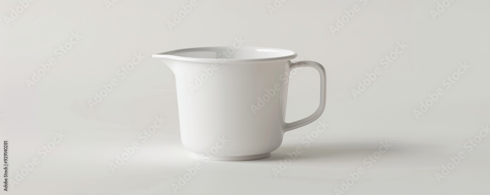 White measuring cup on white background, 4K hyperrealistic photo White measuring cup on white background, 4K hyperrealistic photo