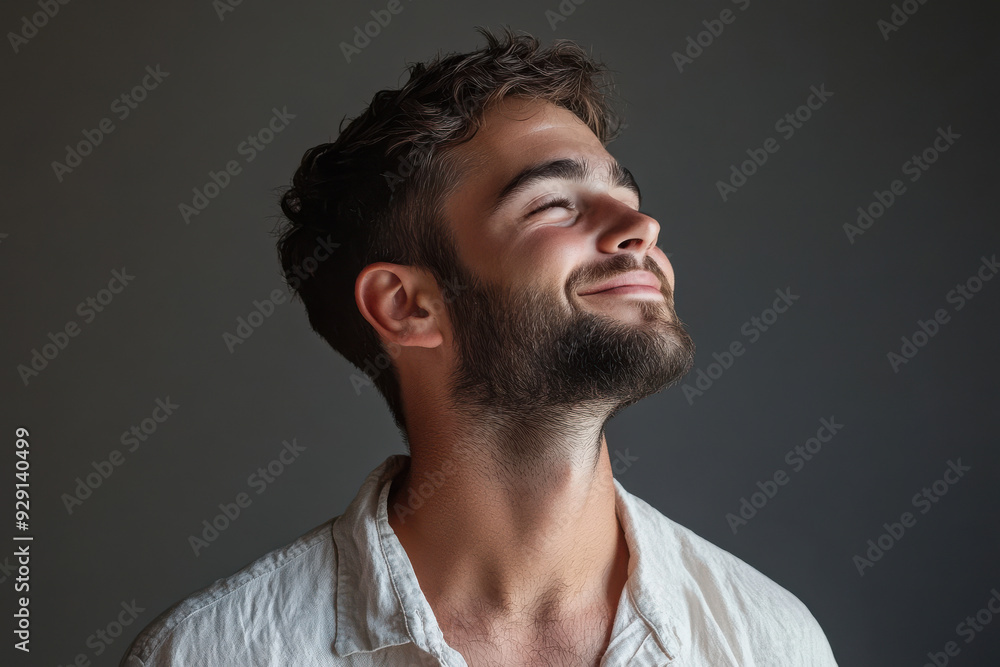 A close up of a man's face with his eyes closed A close up of a man's face with his eyes closed
