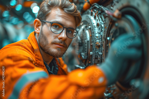  Engineer Inspecting Aircraft Engine