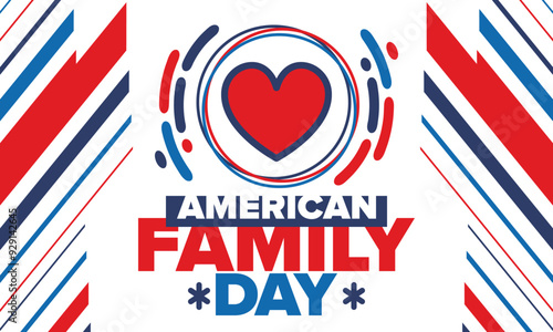 American Family Day. Celebrated annual in August. Happy holiday in United States. Patriotic design. Poster, greeting card, banner and background. Vector illustration