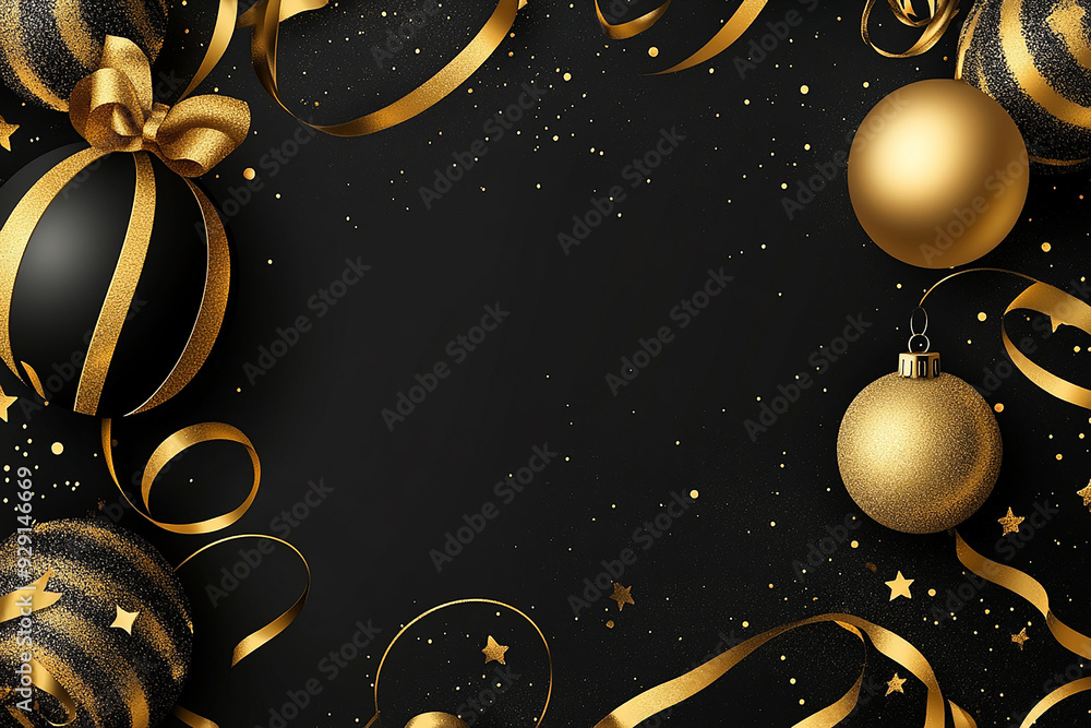 Black background, gold lines, sparkling dots. Black background, gold lines, sparkling dots.