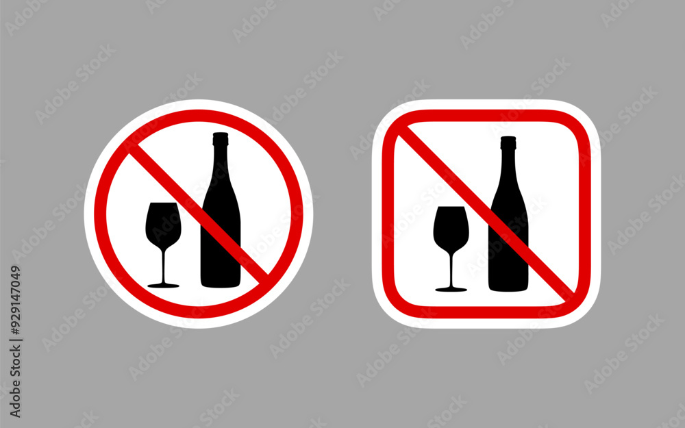 Alcohol prohibition signs. No Alcohol Icon Alcohol prohibition signs. No Alcohol Icon