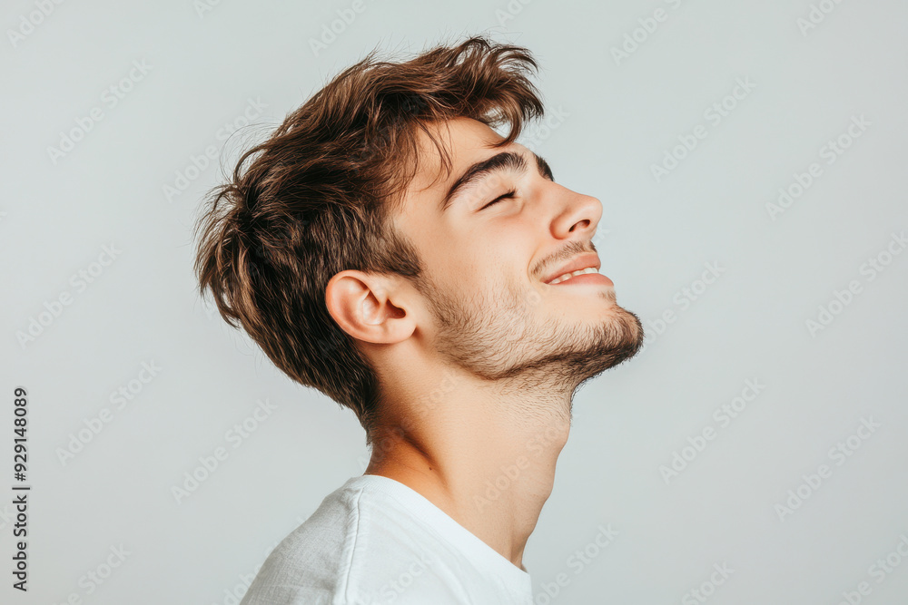 A close up of a man's face with his eyes closed A close up of a man's face with his eyes closed