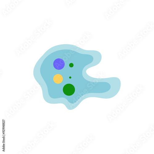 Binary fission in amoeba. Vector educational illustration. Reproduction