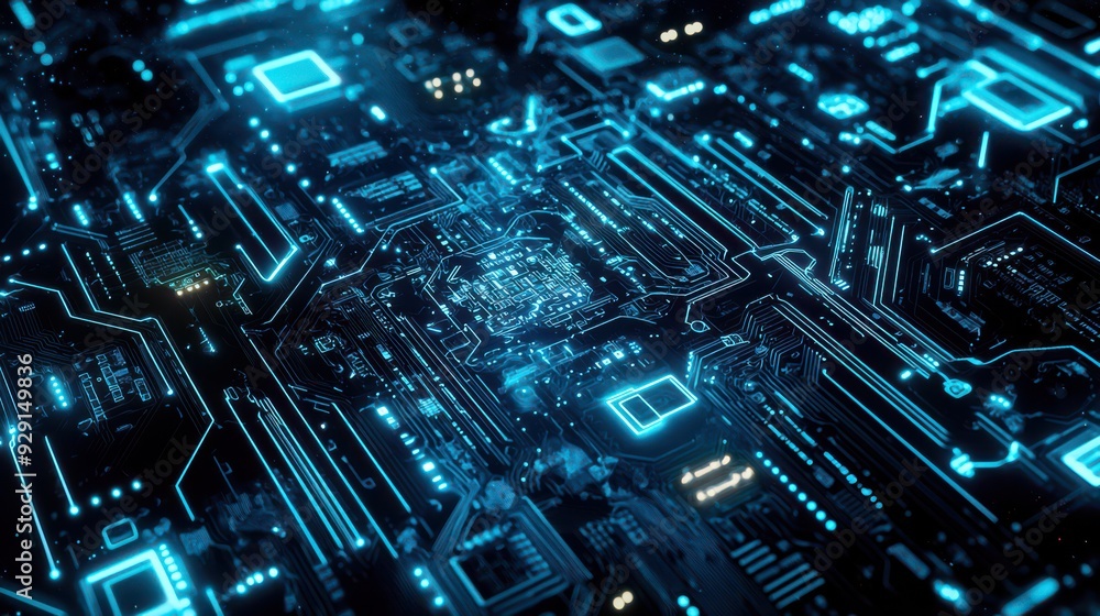 High-tech vector background with circuit patterns, glowing lines, and digital elements in blue and black shades, featuring a futuristic design ideal for technology, IT, and innovation-themed content.
High-tech vector background with circuit patterns, glowing lines, and digital elements in blue and black shades, featuring a futuristic design ideal for technology, IT, and innovation-themed content.